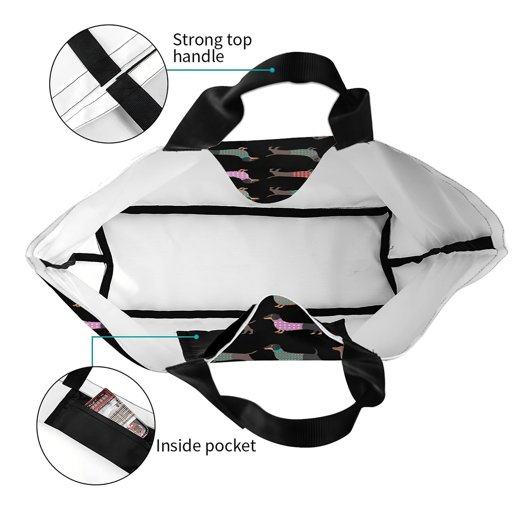 aportt Dachshund Reusable Tote Bag - Cute Dog Grocery Shopping Bag - Canvas Bag with Strong Handle - Washable Eco-friendly