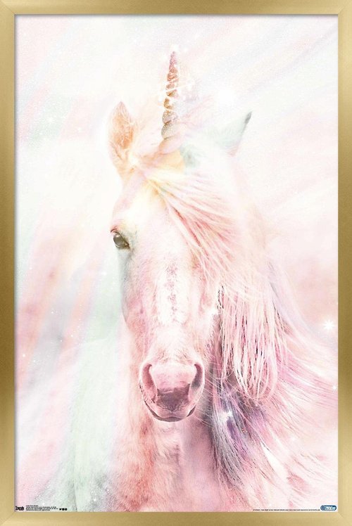 Trends International Pink Unicorn Wall Poster, 22.375" x 34", Gold Framed Version