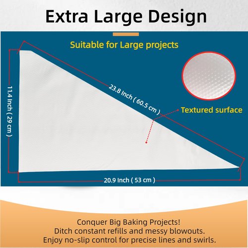 Kitchsphere XXL 24 Inch Disposable Piping Bags 100 Pack - Extra Large Pastry Bag, Thick Anti-Burst, Food Grade HDPE,Knot to Seal, Non-slip Grip,For Icing Frosting Decorating Cake Cupcake Cookie