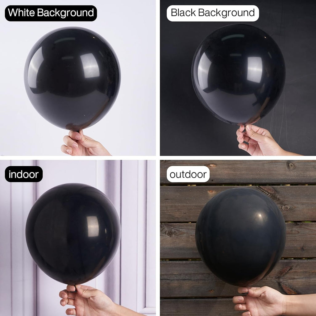 PartyWoo White & Black Balloons - 140 Pcs (18/12/10/5 Inch) for Weddings, Showers & Celebrations