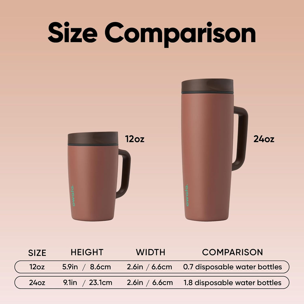 Owala SmoothSip Slider Stainless Steel Travel Mug - 100% Leak Proof, 12oz, BPA Free, Hot & Cold Drinks
