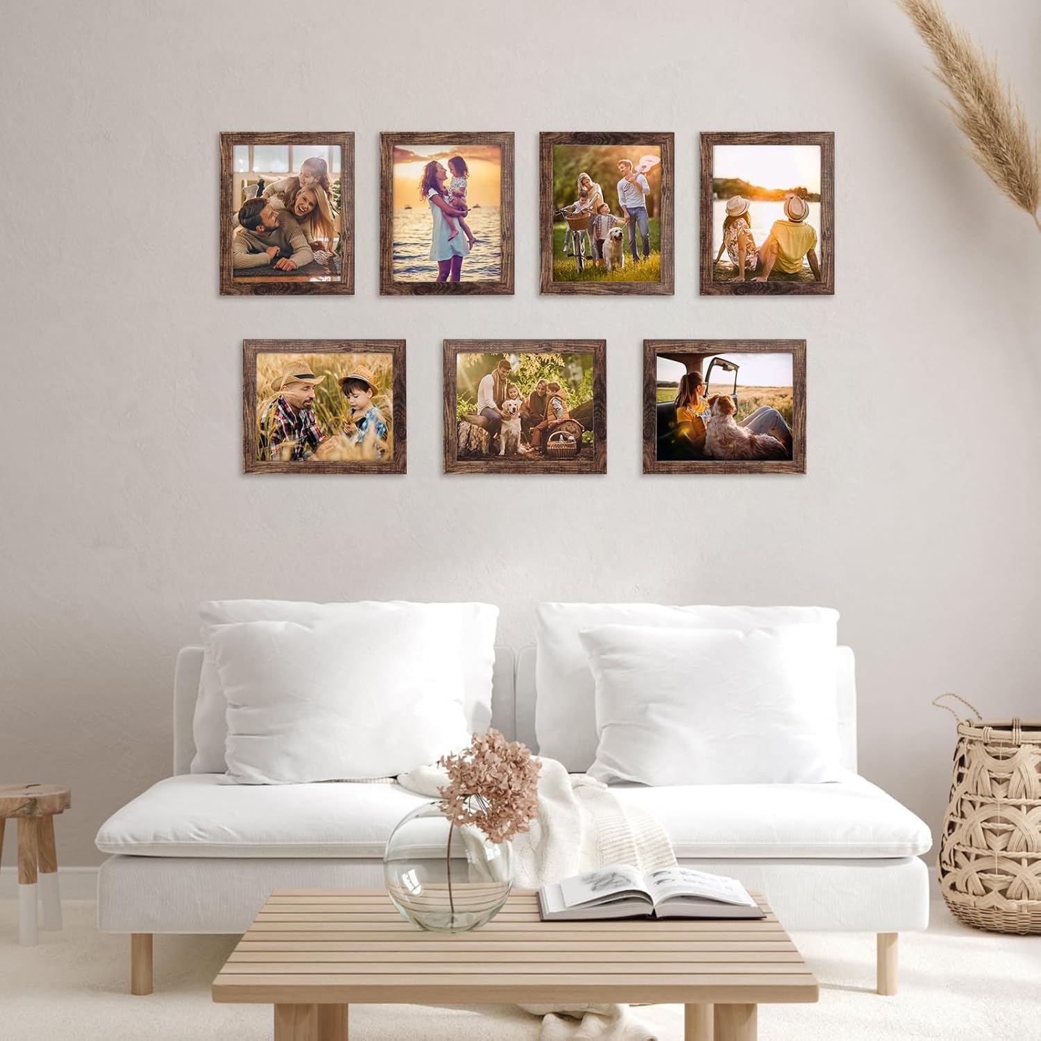 PETAFLOP 8x10 Rustic Picture Frame Set of 7 | Stylish Wall & Tabletop Display for Photos
