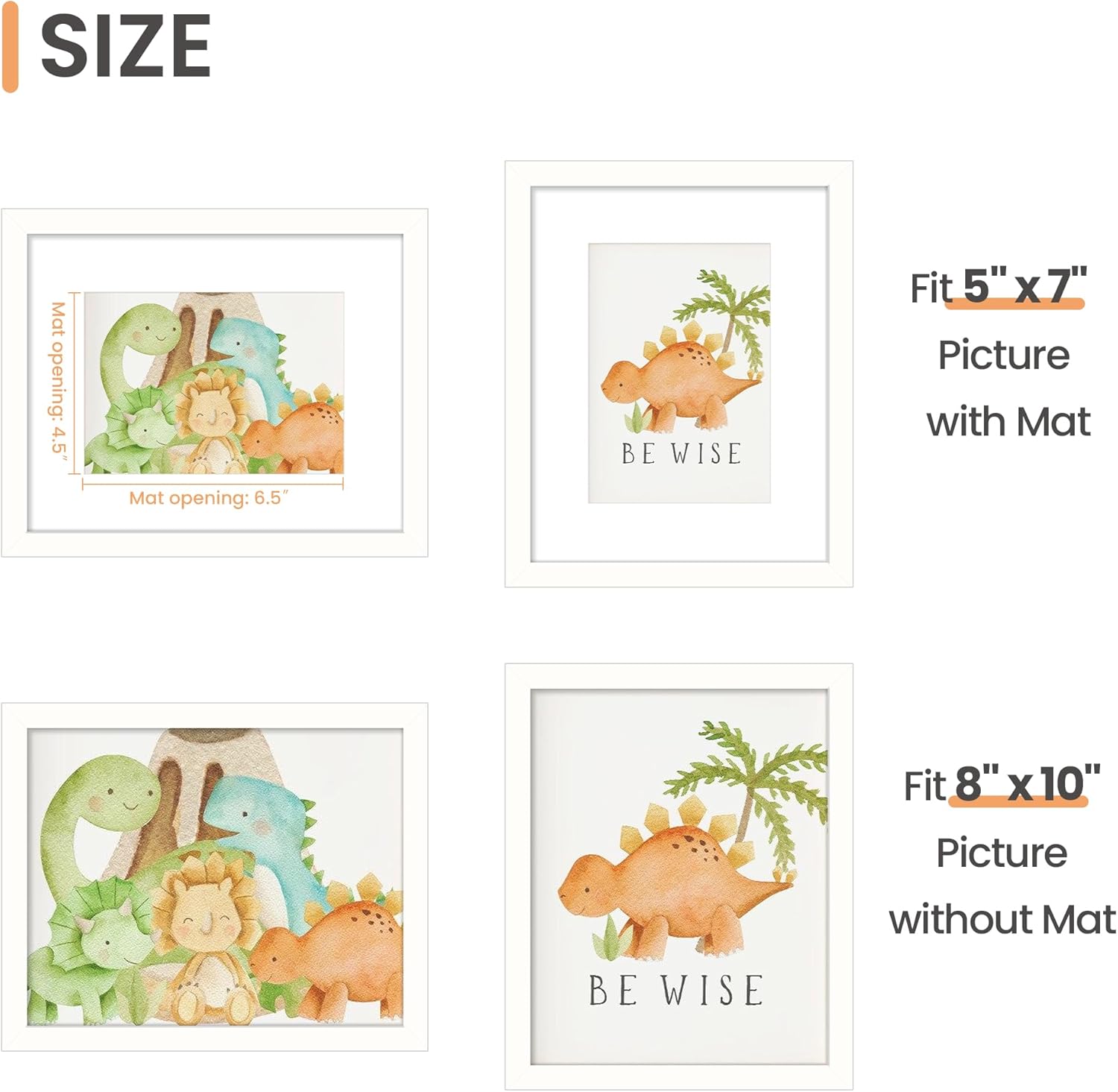 Upsimples 8x10 Picture Frame - Versatile Display for 5x7 Photos with Mat or 8x10 Without Mat - White, 1 Pack