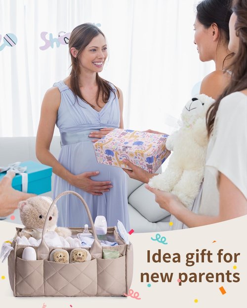 CEI-CEI Baby Diaper Caddy Organizer - Large Portable Nursery Storage Basket with Handle for Newborn Essentials