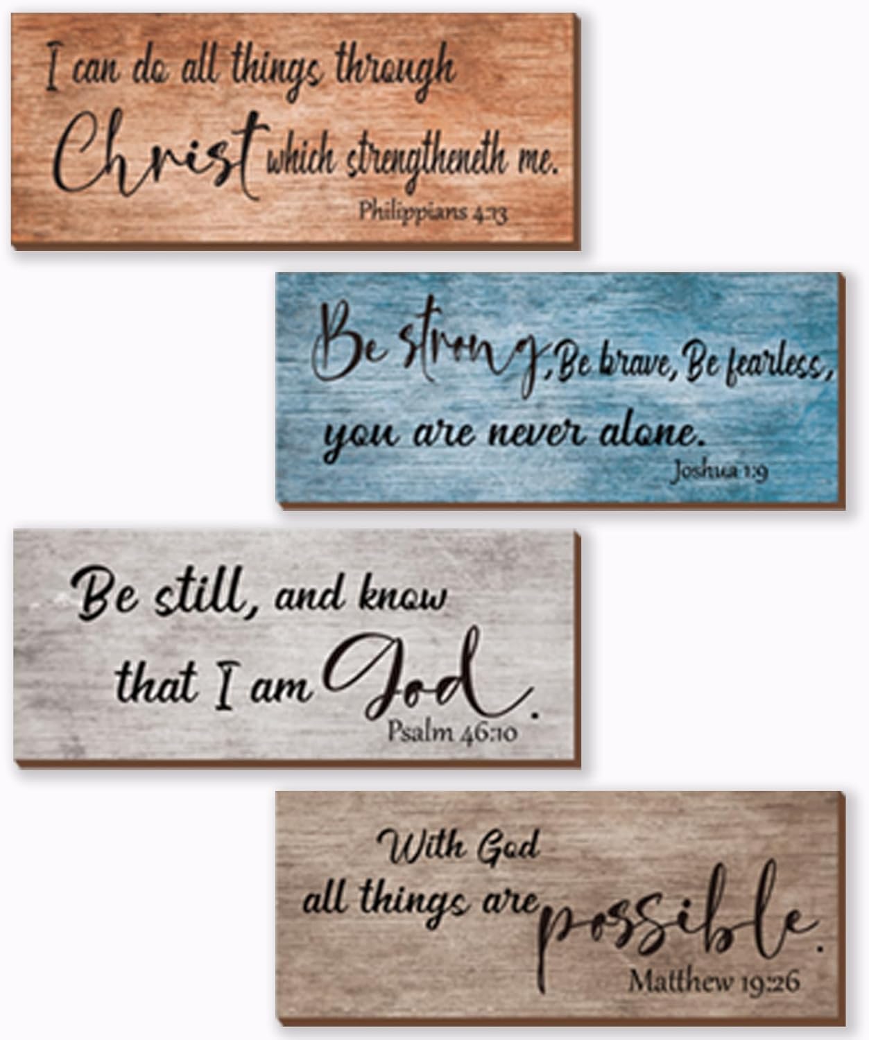 ZONWUTHY Bible Verses Wall Decor - Rustic Wooden Christian Signs | Motivational Prayer Art (10x4)