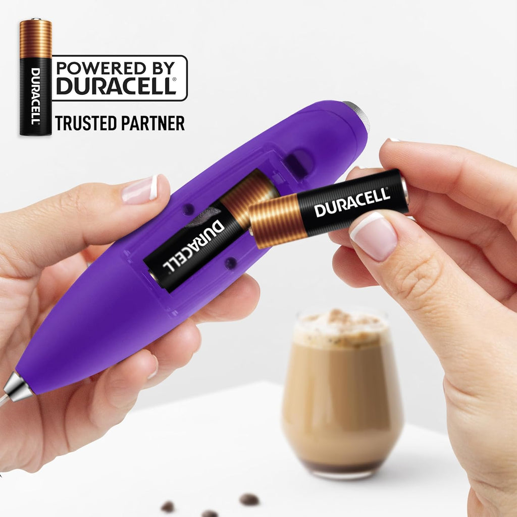 Zulay Kitchen Tornado Triple Whisk Milk Frother - Handheld Foam Maker for Coffee & Lattes - Purple