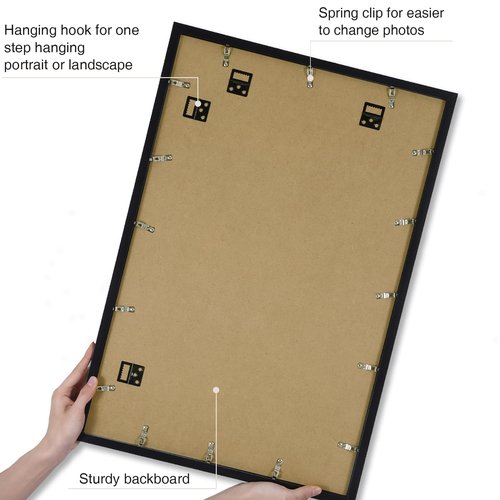 Vittanly 16x24 Picture Frame with Plexiglass - Large Black Poster Frame for Wall Display - Includes 12x18 Mat, Made of Durable PVC Design - 3 Pack