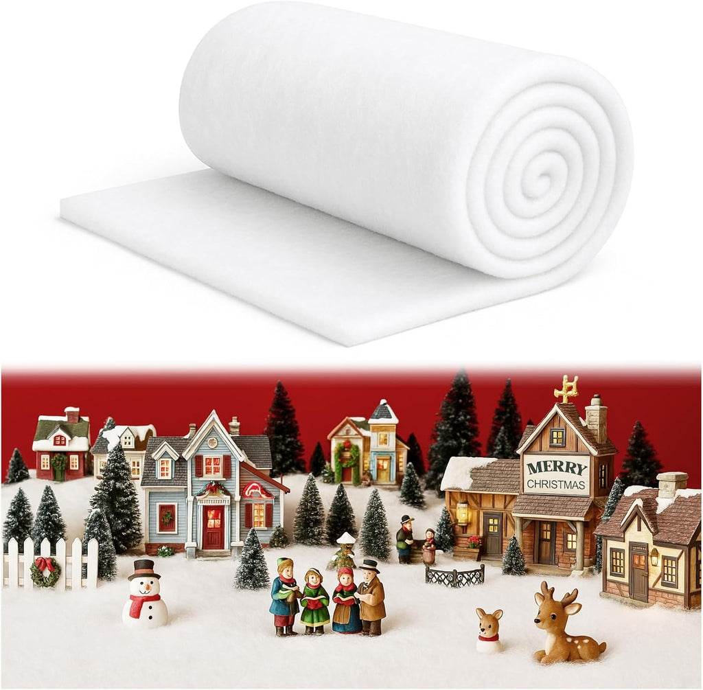 5 Pack Christmas Fake Snow Blanket - Thick 3x8 FT Fluffy White Artificial Snow for Holiday Displays & Decor
