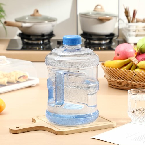Funnymoom 4 Pcs 1 Gallon Plastic Water Bottles Round Jugs with Handle Portable Water Containers Reusable Leak Proof Bottle for Camping Outdoor Sports Travel