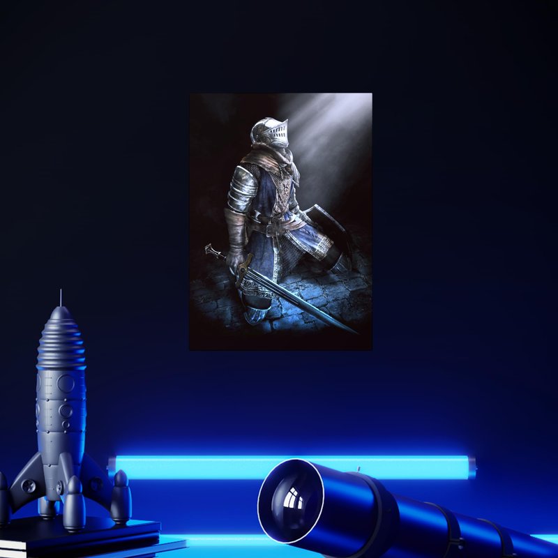Displate Metal Poster Dark Souls - Lordran - Chosen Undead - Easy Magnetic Mounting – Knight Collectible Gift for Gamer - Fantasy Wall Art Room Decor Bedroom Posters - 12.6x17.7 in