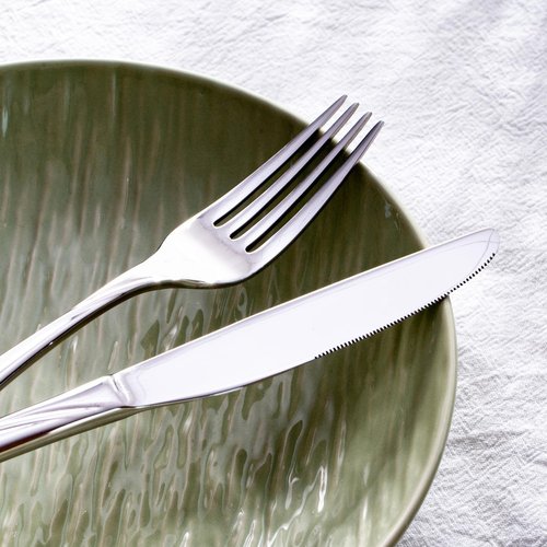 HIKAA Wave Design Silverware Set Service for 6, 30-Piece Artistic Stainless Steel Flatware Set with Fibonacci Pattern, Heavy Duty Mirror Polished Cutlery Set
