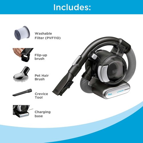 BLACK+DECKER Cordless Handheld Vacuum - FLEX Design for Home, Pet & Car Cleaning (BDH2020FL)