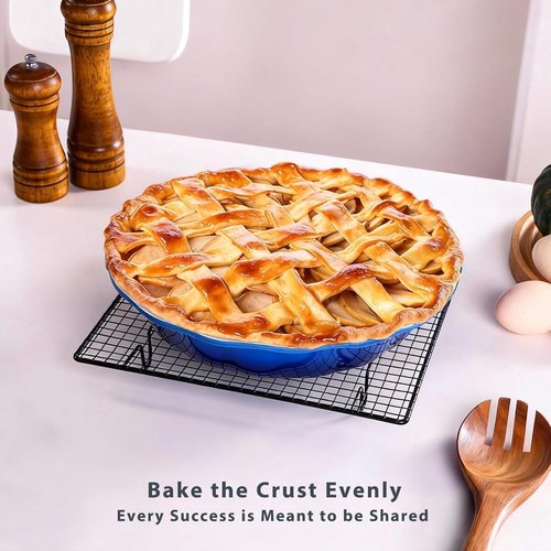 Lareina Ceramic Pie Pans - Non-Stick Deep Dish Set of 2, 9 Inch, Blue | Oven & Dishwasher Safe