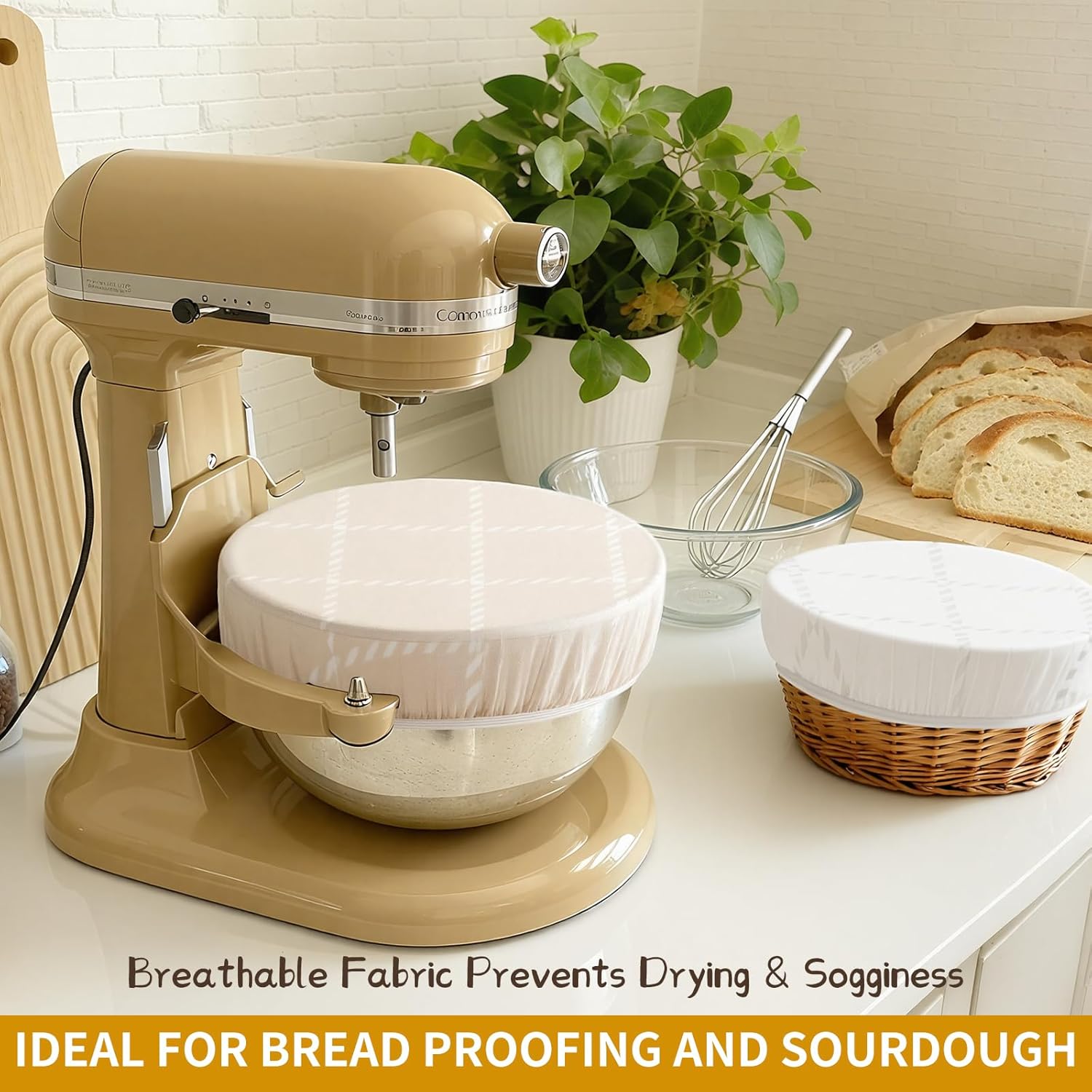 Skiennix Reusable Bowl Covers - 3pc Beeswax Set, 100% Organic Cotton, Elastic Fit for 8/10/12 Inch Bowls