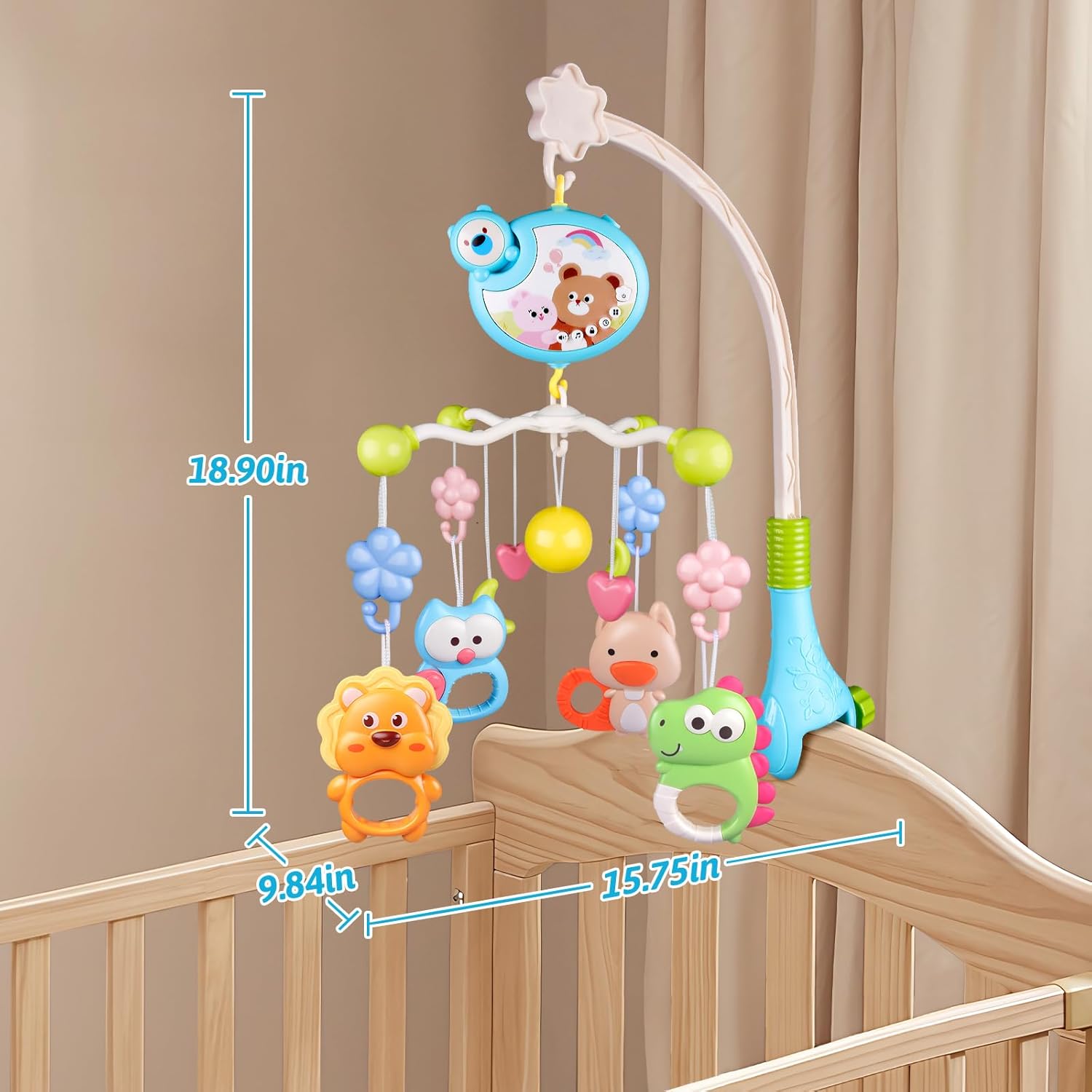 Skiennix Crib Mobile - Musical and Light-Up Nursery Toy for Boys and Girls | Portable Animal Design