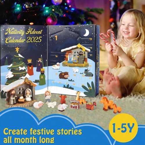 **Nativity Advent Calendar 2026 - 24-Day Christmas Countdown Set for Kids | Perfect for Ages 1-5+**