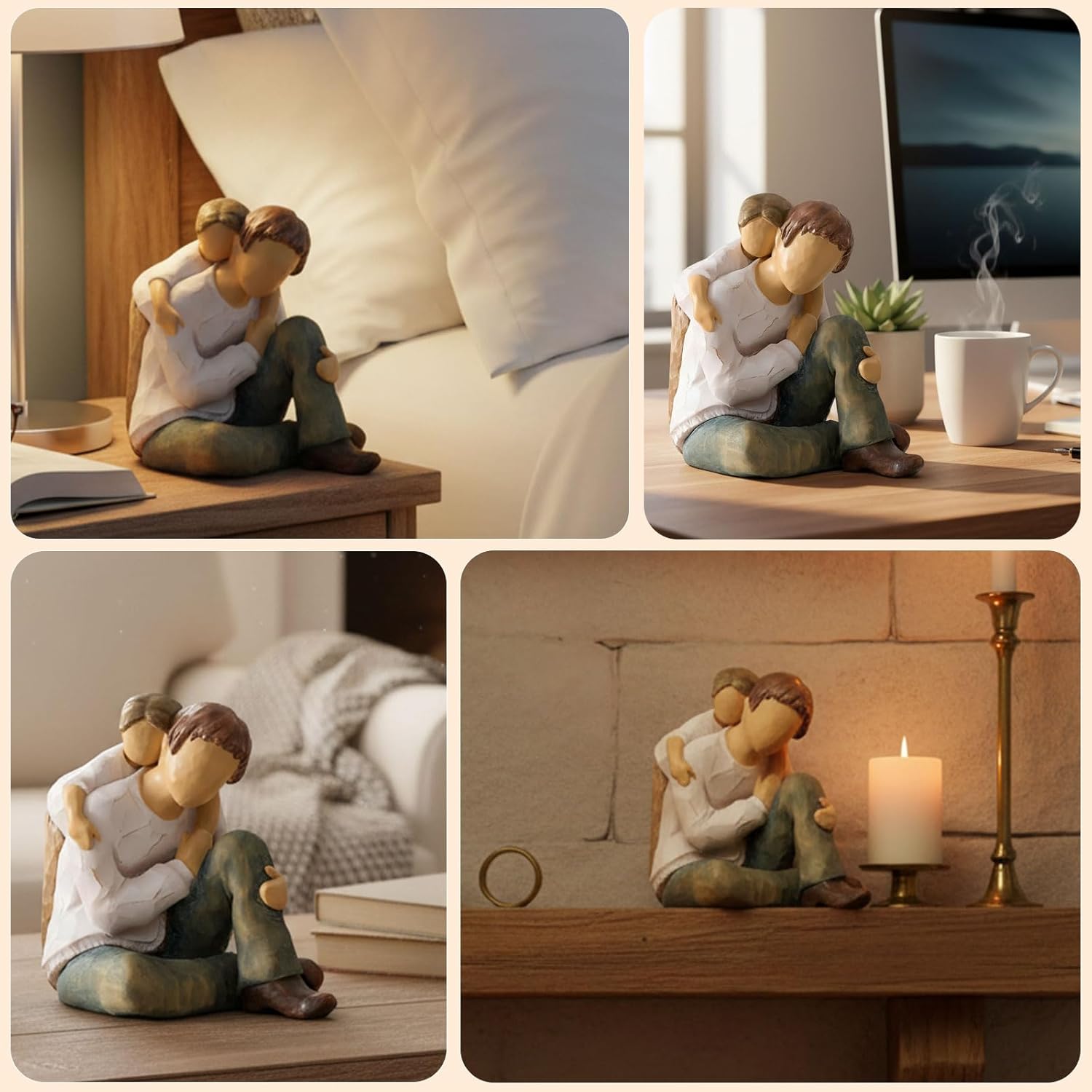 NAN ZAI NAN FANG Father Daughter Figurine - Personalized Resin Sculpture for Dad | 4.7" Hand-Painted Home Decor