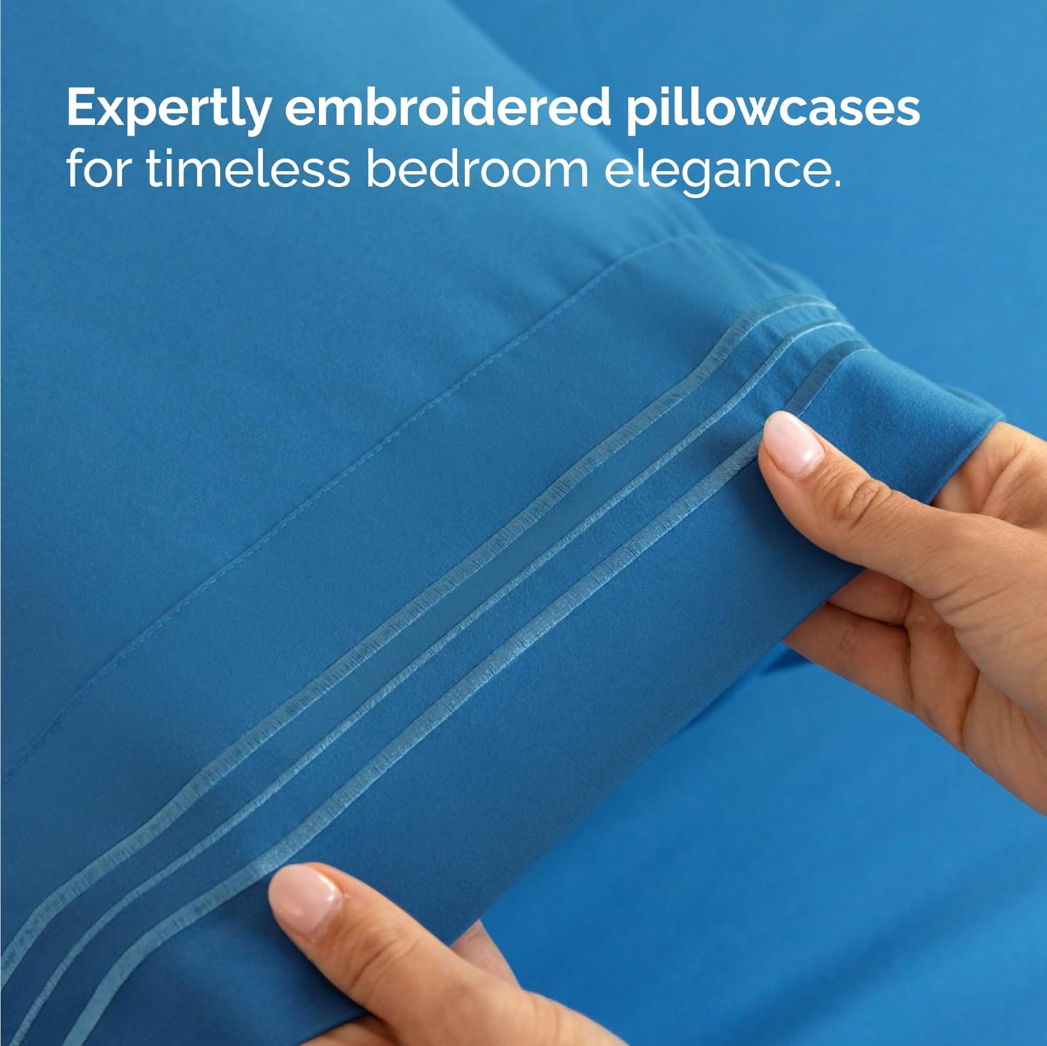Skiennix Twin Size 3-Piece Sheet Set - Comfy Cooling Bed Sheets with Deep Pockets - Soft, Wrinkle-Free Denim Blue