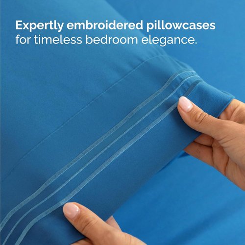 Comfy Twin Size 3-Piece Sheet Set by [Brand Name] - Breathable Cooling Bed Sheets - Soft, Wrinkle-Free Denim Blue