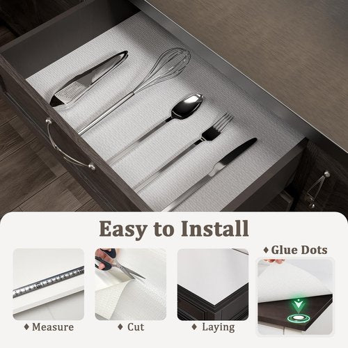 MIAONET Shelf Liner for Kitchen Cabinets 24" x 120" Non-Adhesive Non-Slip Drawer Liners for Dresser, Waterproof Washable Paper, Durable Protector Mat for Pantry Shelves Cupboards, White
