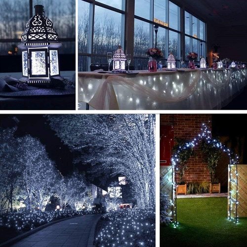 Lomotech Solar String Lights - 66ft 200LED Waterproof Fairy Lights with 8 Modes for Outdoor Decor | White