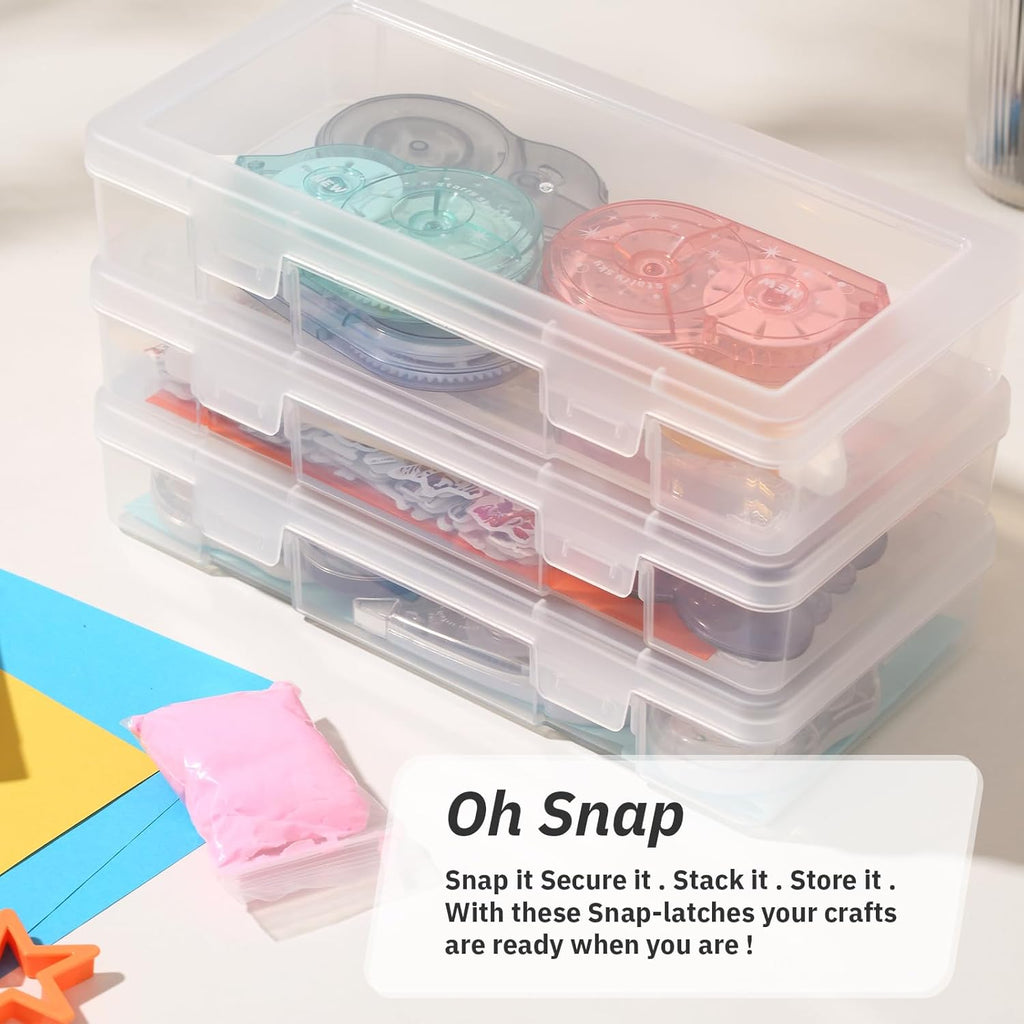 Novelinks Plastic Storage Bins - Mini Clear Organizing Containers with Lids | Stackable 9-Pack