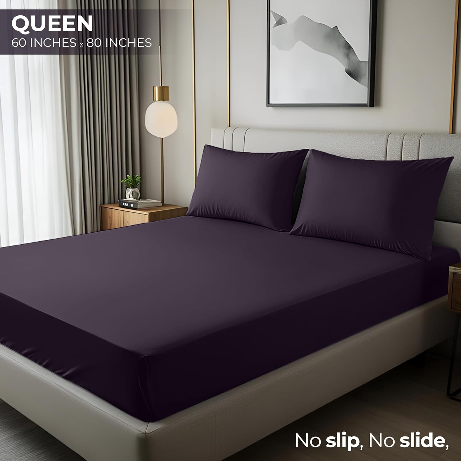 Utopia Bedding Queen Fitted Sheet - Deep Pocket Soft Microfiber - Fade Resistant & Easy Care (Purple)