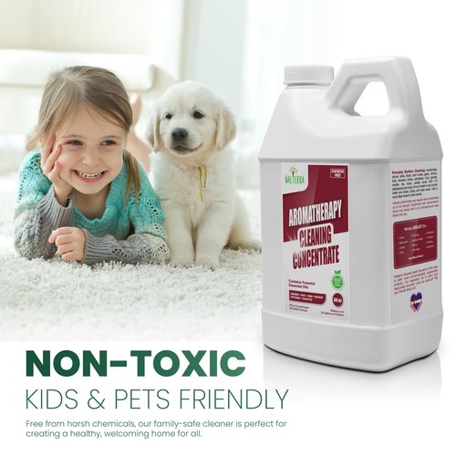 Naeterra Aromatherapy Cleaning Concentrate 64 oz & 10ml Essential Oil - Natural All Purpose Multi Surface Cleaner for Floors, Glass & Granite - Plant Based Pet Safe & Non Toxic - Makes 24 Gallons