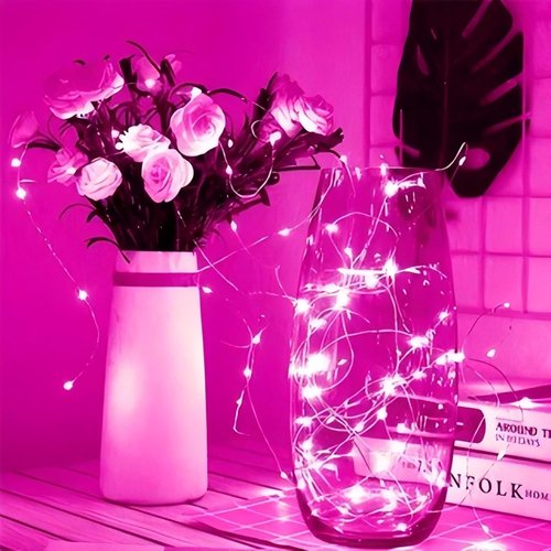 LAMPHOME 100 LED Pink Valentine Lights - Battery Operated Fairy String Lights with Remote & Timer for Indoor Decor