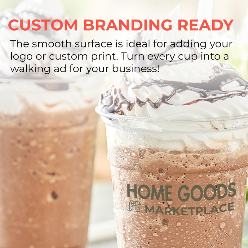 HOME GOODS MARKETPLACE 16 oz Clear Plastic Cups with Wide Dome Lids – 30 Pack | Disposable Cold Drink Cups for Smoothies, Iced Coffee, Bubble Tea, Slushies, Parfaits, and More