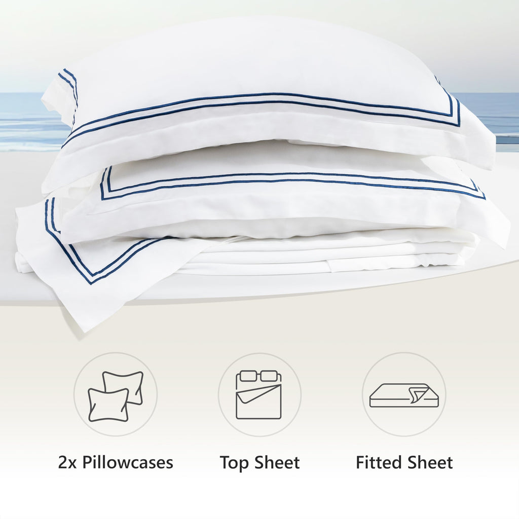 BELLE TERRE Luxury 100% Viscose Derived from Bamboo Sheets Queen Size - Organic, Super Soft Sheets Bed Set - Top and Fitted Sheet, 2 Pillowcases - Cooling Bed Sheets for Hot Sleepers