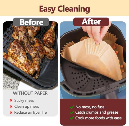 10 Inch Air Fryer Liners by [Brand Name] | 250PCS Heat Resistant Non-Stick Parchment Paper for Baking