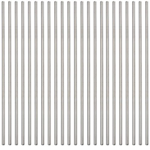 Sunwinc Reusable Metal Straws 100 Pieces, 8.5" Stainless Steel for 20oz 30oz Tumbler Yeti Cup, Drinking in Bulk for Wholesale (100pcs All Straight -8.5" Silver)