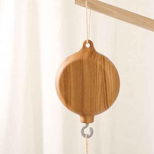 HI BABY MONMENT Baby Crib Mobile Music Box, Rotary Mobile Motor with Rotating Hook, Imitation Wood Spinner, 12 Lullabies, Battery Operated & Volume Adjustable, Newborn
