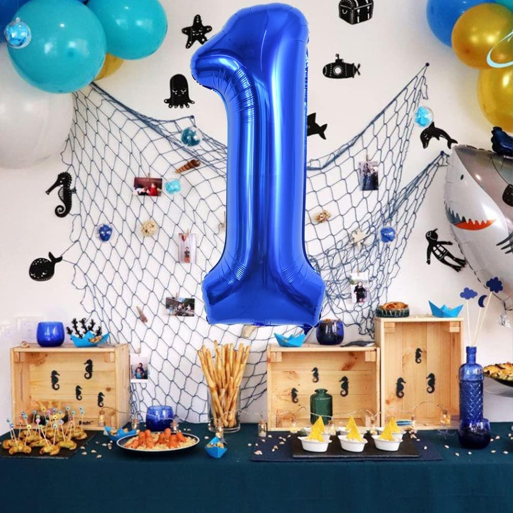TONIFUL 40-Inch Navy Blue Number 1 Balloon - Large Foil Mylar for Birthday & Engagement Celebrations
