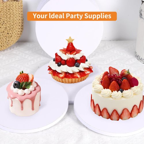 PFAMKEER 8Pcs Cake Boards 12 Inch Round,White Sturdy 1/2 Inch Cake Drum,12 Inch Cake Boards,Disposable Cake Plates,Corrugated Cake Base Cake Drums for Father's Day
