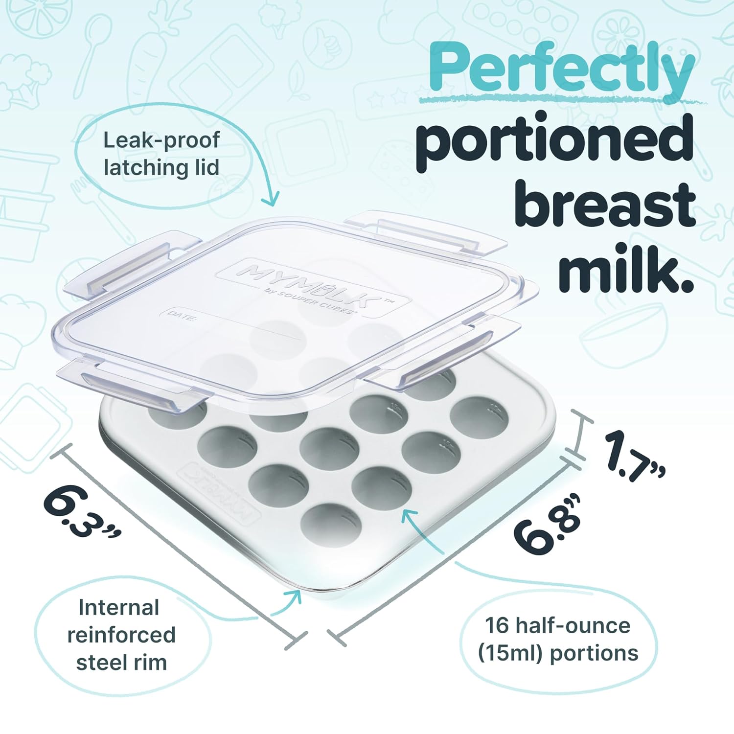 Souper Cubes MyMilk Silicone Breast Milk Freezer Trays - 1/2 oz. Capacity, 8 oz. Total - Gray - 2-Pack