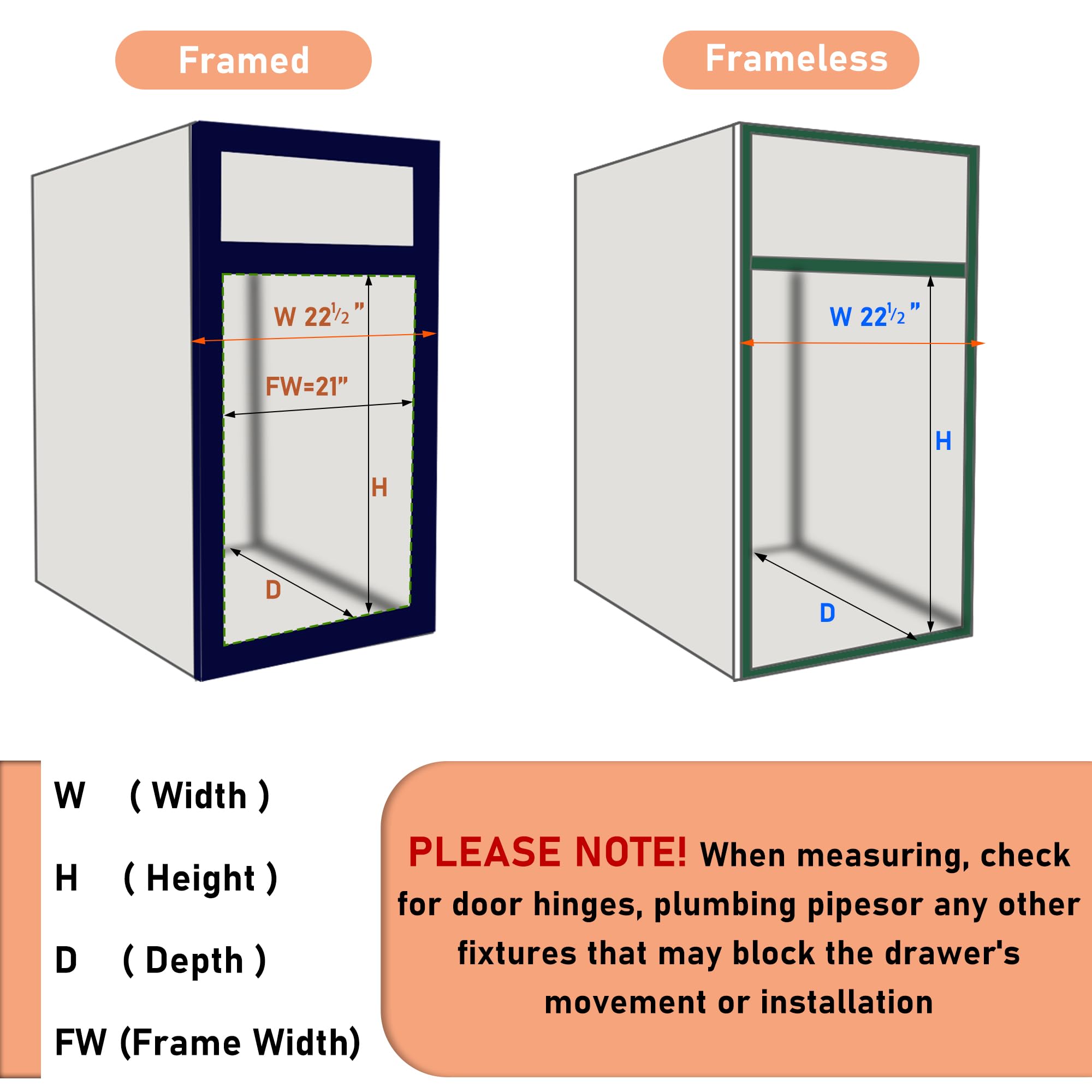 Kitchen Cabinet Organizer, Fully Assembled Drawer Wood Pull Out Tray Drawer Box Cabinet Slide Out Shelve, Wooden Pull-Out Shelf (W21''×D21''×H3'')