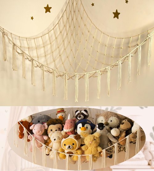 Mirolam Stuffed Animal Storage Hammock Net - Large Toy Organizer for Baby Nursery Decor