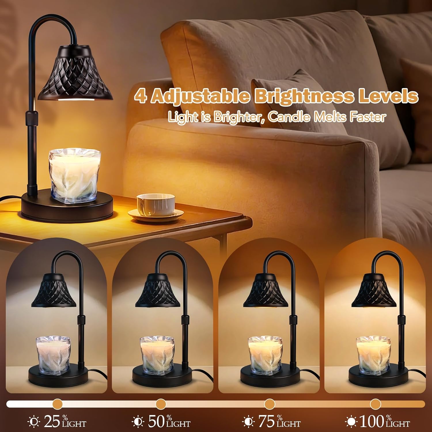 Skiennix Adjustable Candle Warmer Lamp - Timer Feature for Scented Wax | Perfect Home Decor Gift for Women
