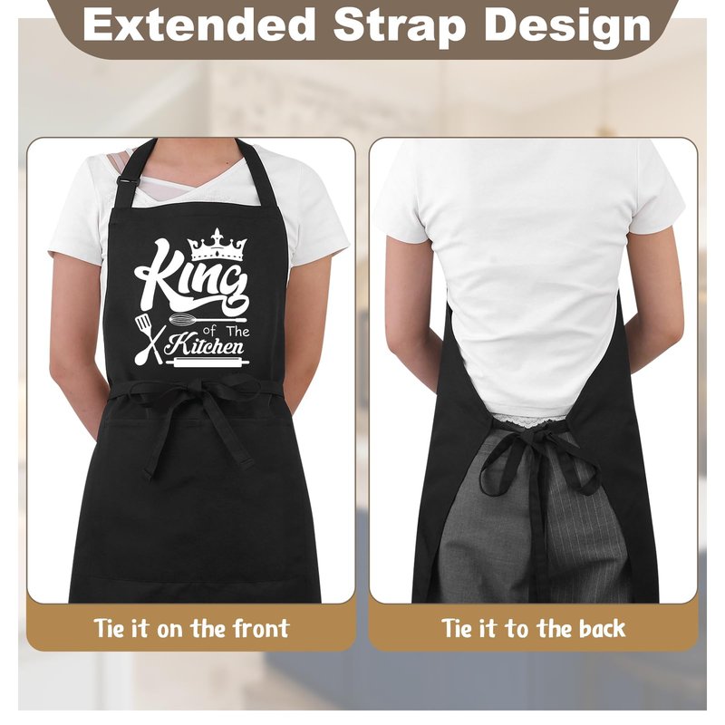 XLSXEXCL Funny Aprons for Men, 39’’ x 39'' Plus Size Aprons King of The Kitchen Cooking Aprons Men Personalized Custom Aprons Adjustable Chef Baking Apron Gifts for Dad, Husband, Brother, Grandpa