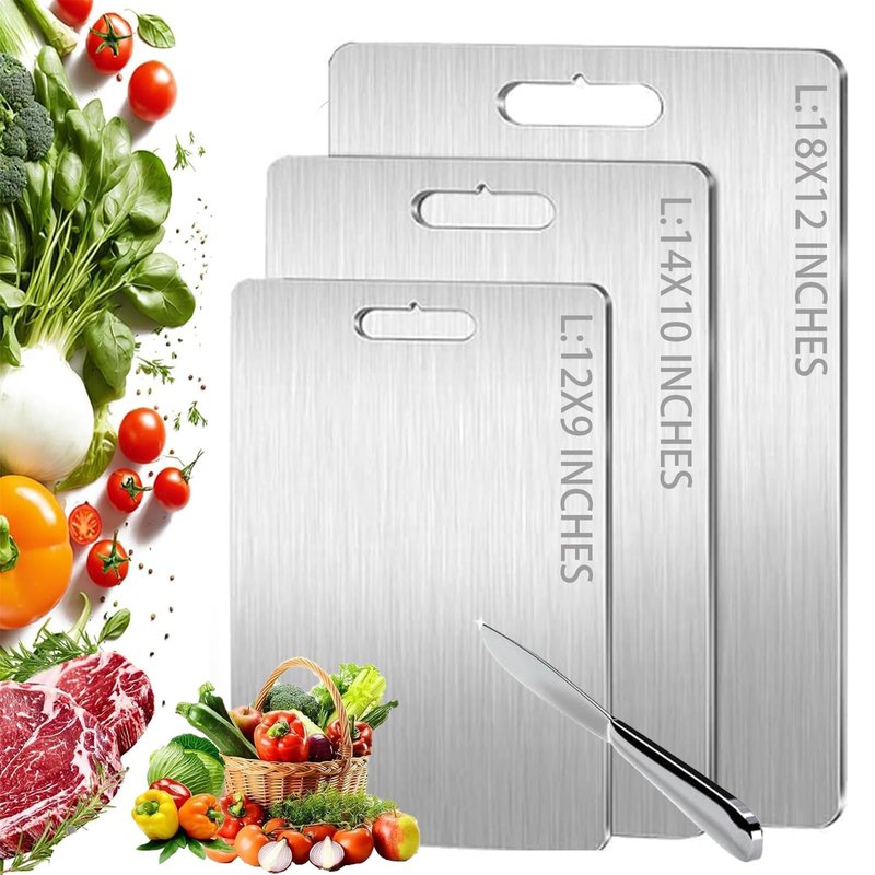 Titanium Cutting Boards - 2025 Upgrade 100% Pure Titanium Cutting Boards For Kitchen, 1 Pack Double-sided food-grade Cutting Board, Easy to Clean (18 * 12INCH)