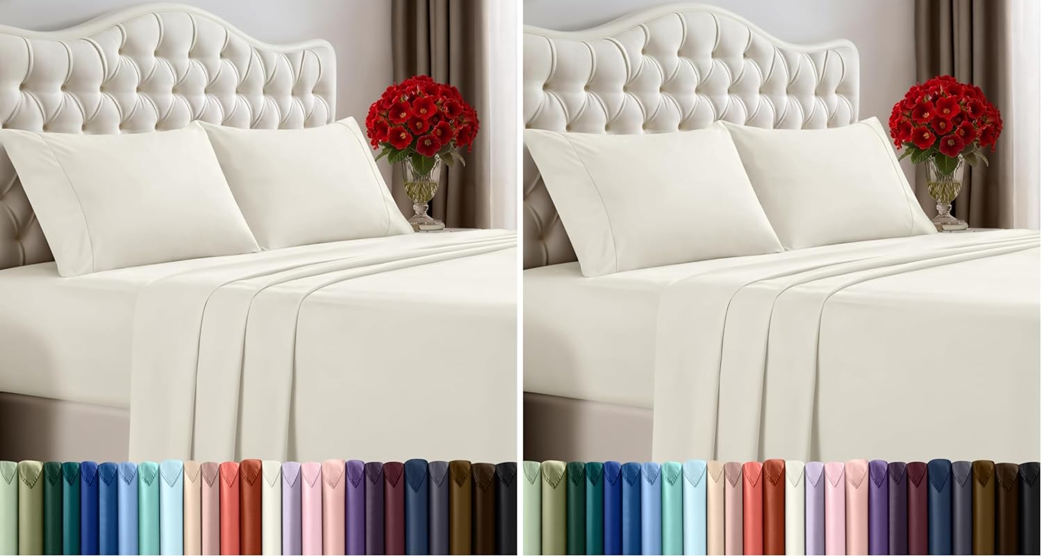 Utopia Bedding Queen Size Sheet Set - Soft & Breathable Microfiber, 4-Piece Ivory Collection