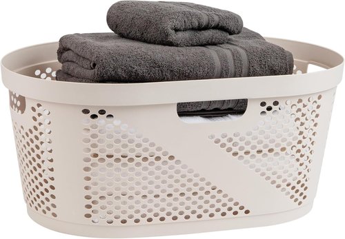 Mind Reader 40L Laundry Basket - Premium Wicker Design Clothes Hamper in Ivory Color