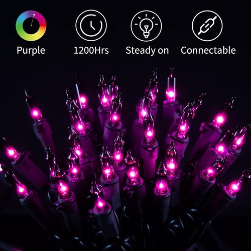 Minetom Halloween String Lights - 100 Count 25 Feet Incandescent Mini Lights | Purple for Indoor/Outdoor Decor
