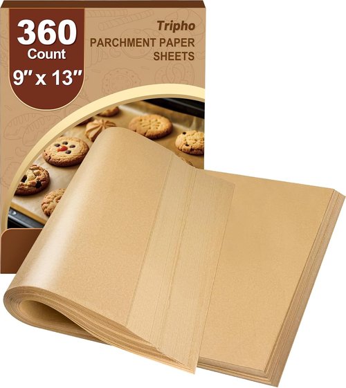 Heavy Duty Parchment Paper Sheets by 360 Count - No-Stick, Unbleached, Pre-Cut 9"x13" for Baking