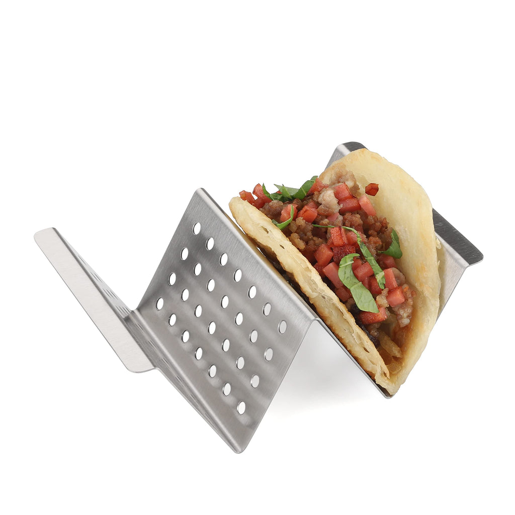 YellRin Stainless Steel Taco Holder Stands Set of 6 - Each Rack Holds 2 Soft & Hard Shell Tacos for Shell Holder, Tray, Oven, Grill