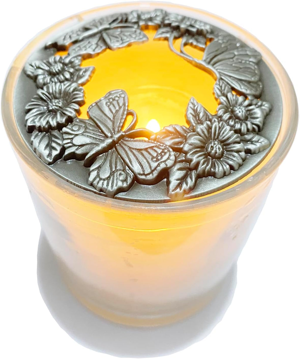 Skiennix Silver Butterfly Candle Toppers - Elegant Embellished Jar Covers for Even Melting | Perfect Gift for Women