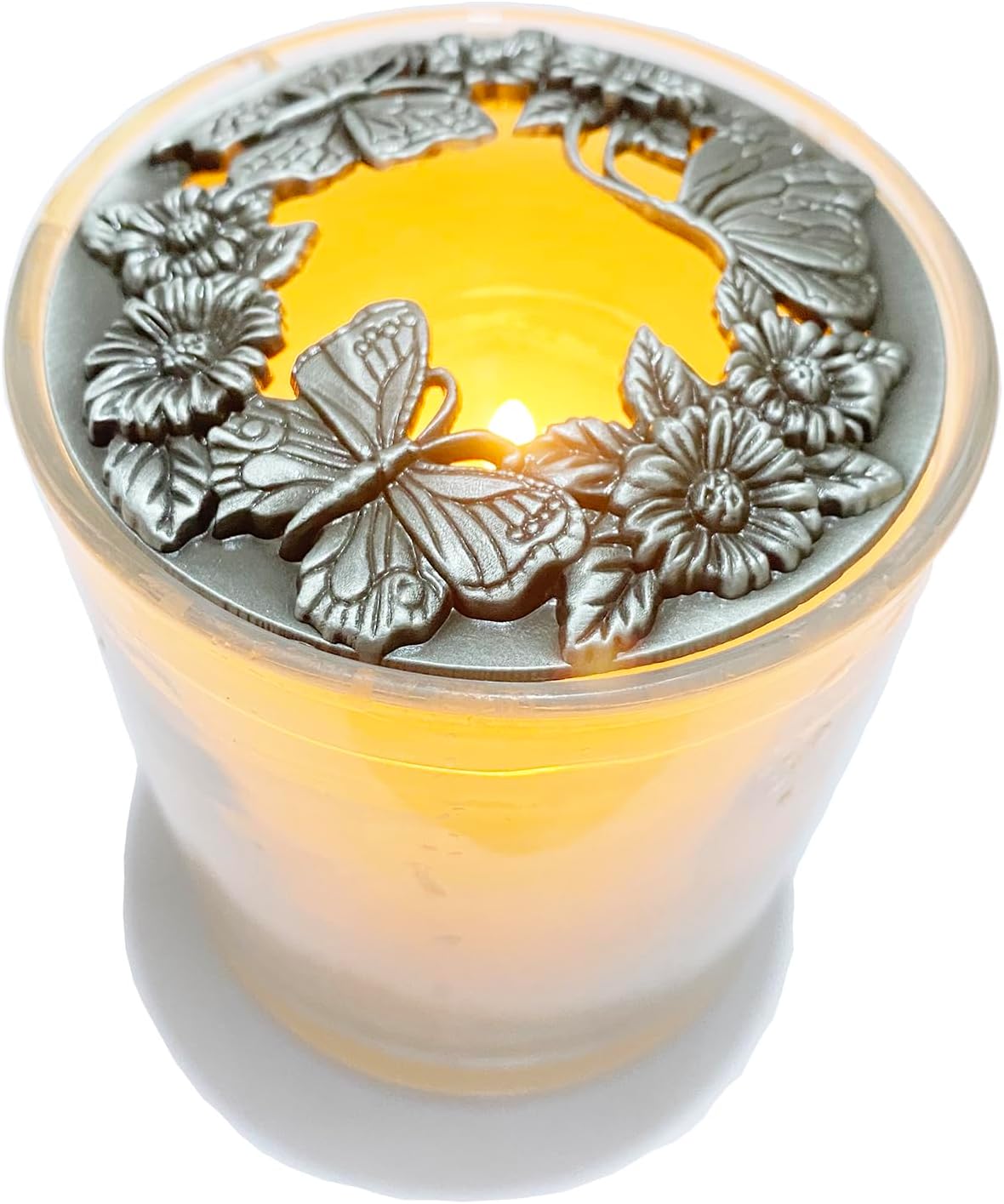 Skiennix Silver Butterfly Candle Toppers - Elegant Embellished Jar Covers for Even Melting | Perfect Gift for Women