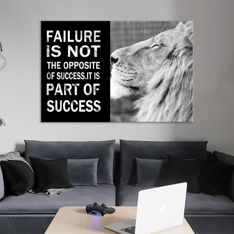 Inspirational Lion Poster Wall Art Black and White Animal Motivational Quotes Print on Canvas Painting Picture Artwork for Modern Home Living Room Gym Wall Decoration Ready to Hang [36''W x 24''H]